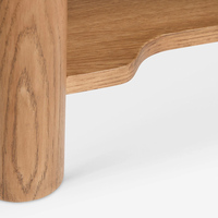 Table basse rectangulaire Wabi Sabi en travertin naturel avec plateau ondulé, structure en chêne massif pour salon