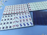Mahjong Pesta Santai 160 Ubin Akrilik Gaya Amerika Desain Kelinci Keberuntungan Ungu untuk Aktivitas Permainan Dalam Ruangan Rumah Tangga
