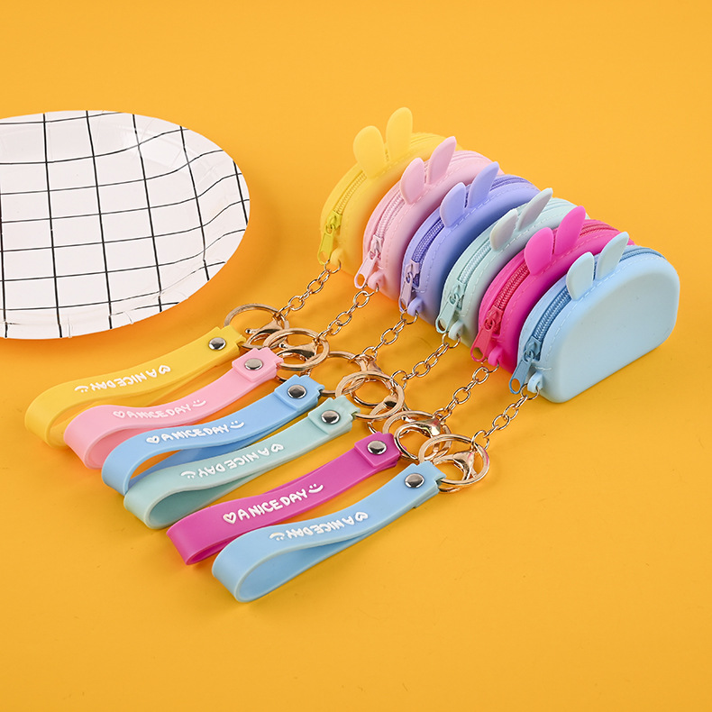 Новый стильный мультяшный держатель для автомобильных ключей на цепочке, кошелек, сумочка для монет, сумка для хранения наушников, силиконовая сумка для наушников, милый кошелек для монет