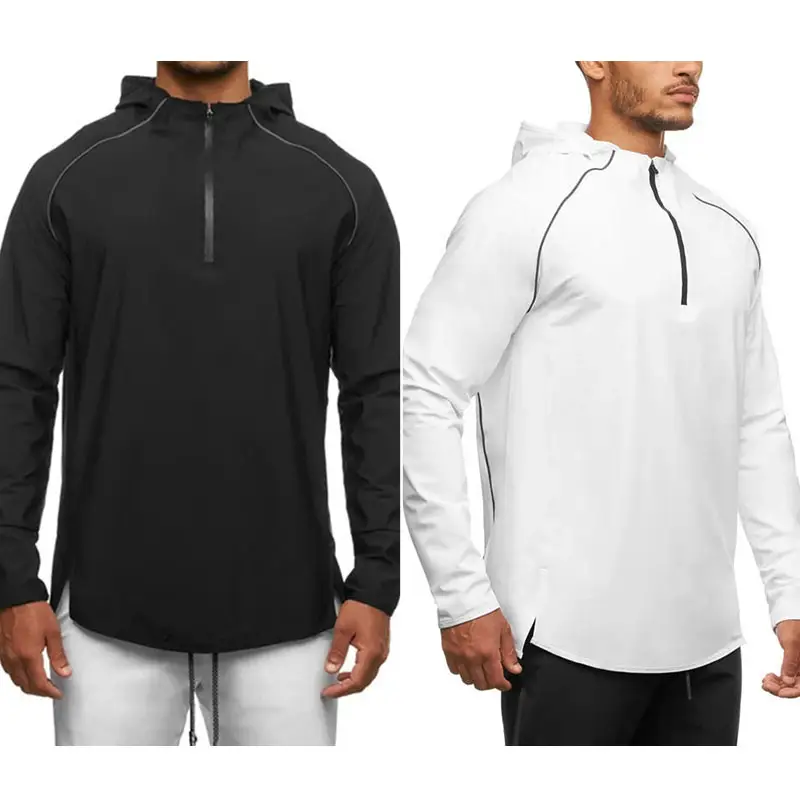 Wholesale 1/4 zipper sports wind tight men's training wearing pullovers and hoodies quarterly zipper pullovers
