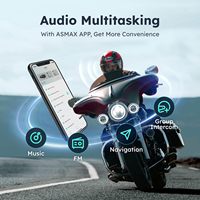 Intercom Bluetooth pour moto ASMAX S2 160 km/h, communication claire, 8 motards, étanche, intercom Bluetooth pour casque de moto