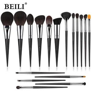 Beili Low Moq Custom Gegraveerd Logo Hoge Kwaliteit Make-Up Borstels Groothandel 17 Stuks Ebbenhout Handvat Contour Borstel Set Make-Up