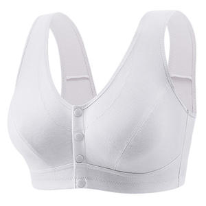 Ropa interior de mujer de mediana edad de gran tamaño MM, Copa grande, sujetador de correas ajustables transpirable sólido sin Alambre de algodón fino - Product Image 2