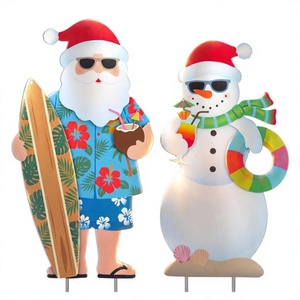 Paquete de 2 Estacas Metálicas para Jardín con Silueta de Santa Claus Navideño Estilo Mid-Century para el Mercado de Navidad (<span class=keywords><strong>Christkindlmarkt</strong></span>) - Product Image 1