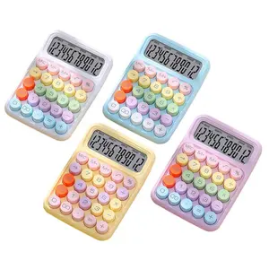 Kalkulator elektronik anak warna-warni, kalkulator hadiah kantor LCD dengan kunci mekanis modis