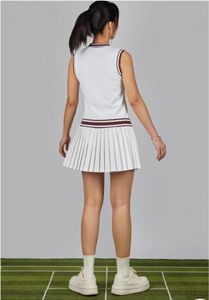 女式ODM网球百褶裙速干透气无袖v领户外运动配色成人裙 - Product Image 3