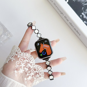 Encantador trébol de cuatro hojas para <span class=keywords><strong>Apple</strong></span> <span class=keywords><strong>Watch</strong></span> Band, correas transpirables de color rosa blanco en 22mm 45mm 49mm, tamaños compatibles con IWatch Model Box - Product Image 2