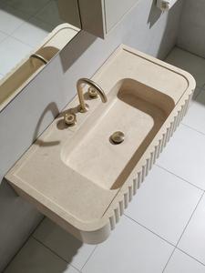 Lavabo mural en marbre naturel avec motif ondulé, lavabo intégré <span class=keywords><strong>de</strong></span> luxe pour salle <span class=keywords><strong>de</strong></span> bain, idéal pour hôtel, villa, appartement - Product Image 6