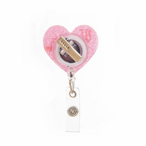 Clip para insignias de acrílico con purpurina divertida de corazón rosa, con diseño de <span class=keywords><strong>Cupido</strong></span>, cierre a presión con tirador telescópico, para el Día de San Valentín, DIY, transfronterizo - Product Image 5