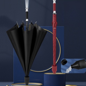 <span class=keywords><strong>Parapluie</strong></span> droit <span class=keywords><strong>anti</strong></span>-<span class=keywords><strong>goutte</strong></span> en pongé avec revêtement UV <span class=keywords><strong>anti</strong></span>-tempête et revêtement noir, lampe torche LED intégrée pour le golf en extérieur - Product Image 1