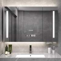 Armoire de toilette intelligente noire à LED avec rangement pour mouchoirs, organisateur mural pour hôtel