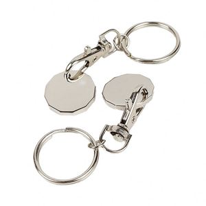 Personalized Trolley Coin Holder <b>Key</b> Ring Keychain Custom <b>Metal</b> Euro Shopping Cart Token Keychain - Product Image 1