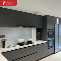 Meuble mural de cuisine modulaire en bois moderne, nouveau design, laque haute brillance, robinet, petit ensemble d'armoires intérieures pour évier