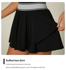 Set atasan dan rok tenis warna-warni mewah dengan detail blok warna, rok olahraga 2 in 1 bergaris warna kontras dengan saku, cocok untuk gym dan tenis - Product Image 3