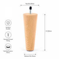 Pieds de canapé coniques en plastique avec disque supérieur solide et support croisé, pieds de remplacement pour meubles