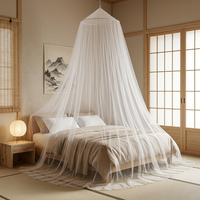 Moustiquaire de lit suspendue pliable blanche pour l'été, en tulle à mailles fines et polyester à volants, pour usage intérieur/extérieur