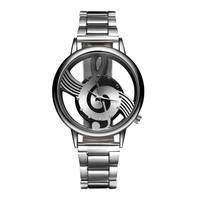 Nouvelle montre de luxe de marque, mode simple, note de musique, notation, cadran en verre, pointeur, montre pour hommes et femmes, montres argentées