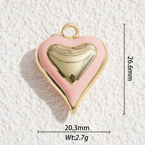Heart-Shaped Zinc Alloy Charms With Gold Edge For DIY Jewelry Making Unisex Fashion Pendants Gift Accessory Yiwu Origin - Product Image 2