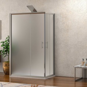 Box Doccia Kamalu KF1000 a 3 Lati 70x140x70 in Vetro Opaco con Doppia Porta Scorrevole Pieghevole per Hotel e Ville con Struttura in Alluminio - Product Image 2