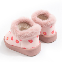 Bottes d'hiver en daim souple pour filles, personnalisées en gros, motif floral, bottines avec semelle intermédiaire en peluche et semelle extérieure en TPR antidérapante
