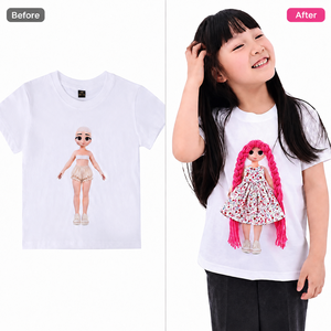 Patch Intercambiabili in Velcro Baige per Vestire le Bambole delle Fiabe, Magico Makeover Fai-da-Te per Magliette da Bambina - Product Image 1