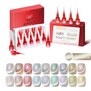 ชุดทำเล็บเจลลายตาแมวพร้อมโลโก้สั่งทำ สีนู้ด ชมพู แดง น้ำตาล กลิตเตอร์ ชุดทำเล็บเจลแบบลอกได้ ใช้กับหลอด UV/LED สำหรับทำเล็บเองที่บ้าน - Product Image 2