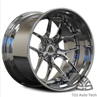 Jantes en alliage d'aluminium forgé 722auto Deep Concave 17/18/19/20/22/24 pouces chromées 5x100/5x114.3/5x115/5x120 PCD pour voitures