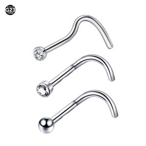 10 unids/pack ASTM F136 titanio nariz tachuelas nariz tornillo nariz Piercing anillo nariz Piercing joyería con CZ cuerpo joyería - Product Image 1