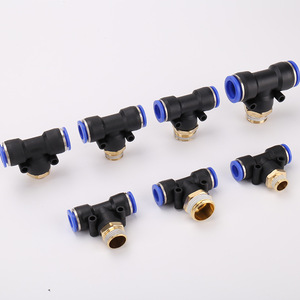 Nouveau raccord pneumatique rapide en laiton et plastique de type T PB4-01/6-02/8-01/10-01/12-04 T avec filetage positif pour l'air - Product Image 4