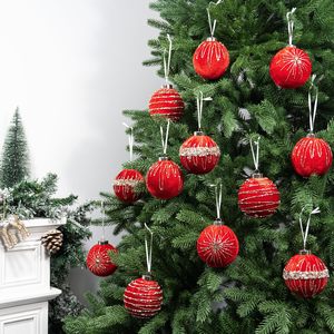 Hanging Xmas <b>Tree</b> Bulbs <b>Tree</b> Balls Red Velvet Christmas <b>Tree</b> <b>Ornaments</b> Flocked Christmas Ball Decor - Product Image 4
