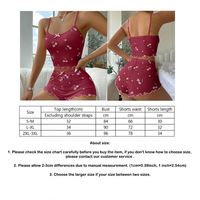 Ensemble pyjama à bretelles imprimé cerises pour femme – Pyjama confortable et extensible, motif cerises mignonnes, haut à bretelles et short assorti