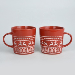 Commercio all'ingrosso classico natale in ceramica tazza di latte su misura per serigrafia con stampa tazza miglior regalo di cervo e neve - Product Image 3