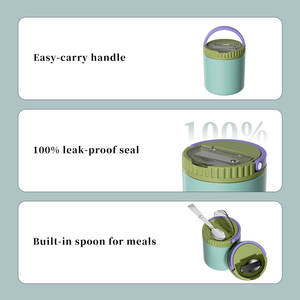 Boîte à lunch isotherme sous vide, <span class=keywords><strong>thermos</strong></span> <span class=keywords><strong>alimentaire</strong></span> 360 ml 550 ml <span class=keywords><strong>pour</strong></span> aliments chauds et froids, pot <span class=keywords><strong>alimentaire</strong></span> en acier inoxydable 304 avec poignée et cuillère pliable - Product Image 2