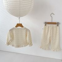 Ensemble de vêtements pour bébé Engepapa, style européen et américain, hauts et pantalons imprimés en tissu gaufré d'épaisseur normale, pour filles du printemps