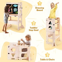 Faltbarer hölzerner Küchen hocker Helfer Blackboard Tower für 1 bis 3 Jahre alte Kinder stehen Lernen Sie perfektes Geschenk für Baby
