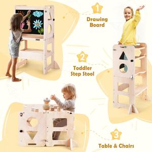 Taburete de cocina de madera plegable, torre de <span class=keywords><strong>pizarra</strong></span> auxiliar <span class=keywords><strong>para</strong></span> niños de <span class=keywords><strong>1</strong></span> a 3 años, soporte <span class=keywords><strong>para</strong></span> aprender, regalo perfecto <span class=keywords><strong>para</strong></span> bebé - Product Image 3