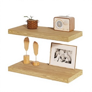 Double Tier Heavy Duty Floating <b>Shelves</b> Engineered Wood Country Rustic Style Wall-Mounted Kitchen Storage - Product Image 4
