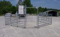 Clôture portable pour chevaux Haotian, panneau de clôture en acier pré-galvanisé, clôture de cour, hauteur 6'-9', enclos pour poneys/alpaca, modélisation 3D