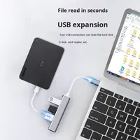 Hub USB 3.0 haute vitesse 4 ports, adaptateur de hub en alliage d'aluminium USB 3.0, séparateur USB Type-C, accessoires pour ordinateur portable PC