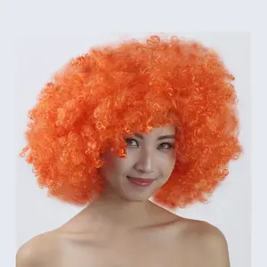 China Factory Seller Short Anime Curly Afro Wigs Halloween Costumes Afro Orange Wig Synthetic Anime Cosplay Fancy Funny Wigs