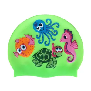 Umweltfreundliche Silikon-Schwimmmütze mit individuellem Logo für Kinder farbverlablungsfeste Silikon-Schwimmmütze mit individuellem Logo