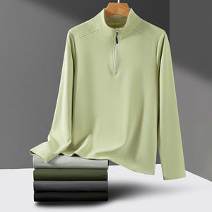 Pull de golf personnalisé pour homme, 100% coton, col montant, manches longues, demi-zip, séchage rapide, imperméable, brodé, ODM - Product Image 5