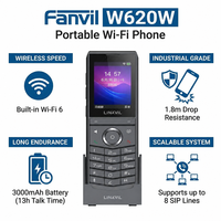 Teléfono IP Portátil W620W Wi-Fi 6, BT 5.0, Batería de Larga Duración de 3000 mAh, PTT, Roaming Rápido, Micrófono Dual con Reducción de Ruido, Dispositivo SIP VoIP