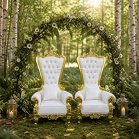 Chaises de mariage en bois et cuir PU de haute qualité avec garniture dorée, prix d'usine, pour la mariée et le marié, utilisation hôtelière
