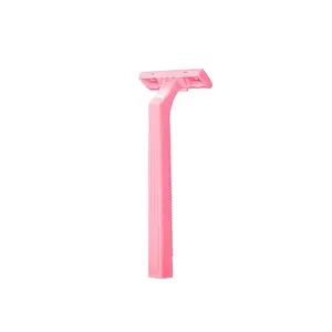 Hướng dẫn sử dụng số lượng lớn Túi treo thẻ mặt râu loại bỏ nhựa xử lý dùng một lần đôi lưỡi dao cạo màu hồng
