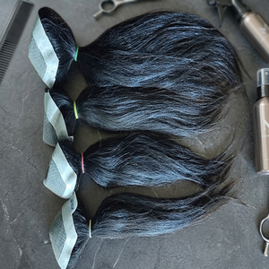 วิกผมคนแท้สำหรับต่อผมชาวอินเดียทอที่นุ่มลื่นสีดำธรรมชาติ - Product Image 6