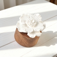 Diffuseur d'huiles essentielles en céramique parfumée de haute qualité, fait main, en porcelaine, avec base en bois, pour assainir l'air et parfumer l'espace.
