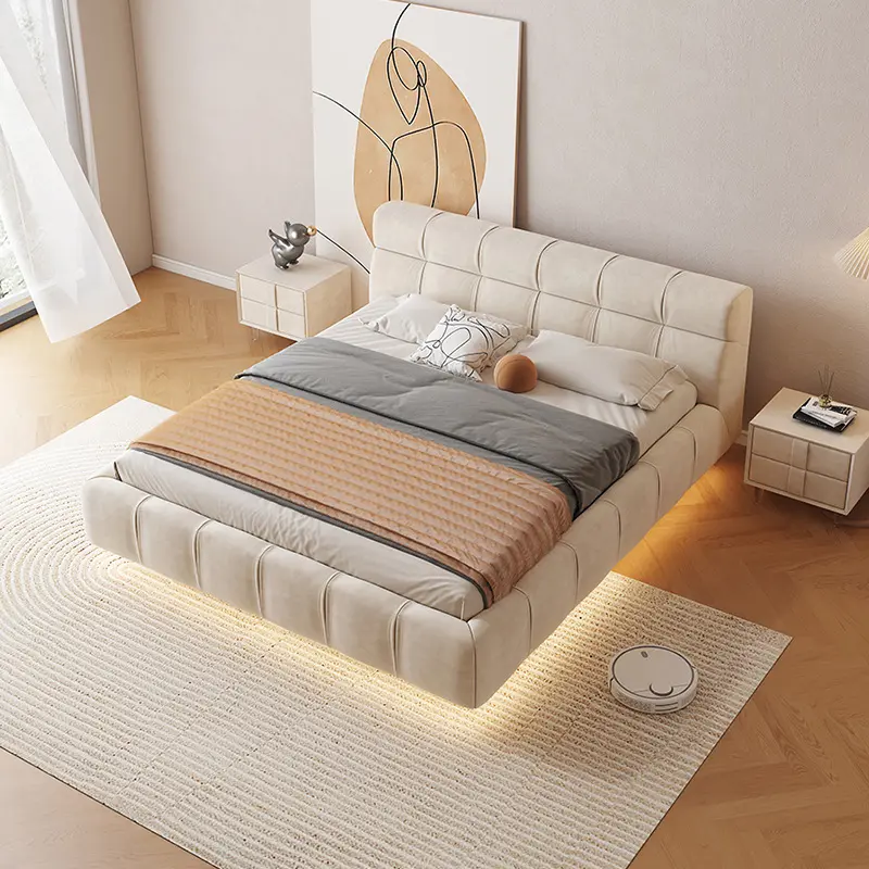 Wabi-Sabi Light Met Ophanging Lichte Luxe Dubbele Stof Puffs Massief Hout Luxe Bed