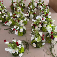 Centres de table de mariage durables en soie, 30 cm, mélange vert et blanc, boule de fleurs de mariage pour l'entrée