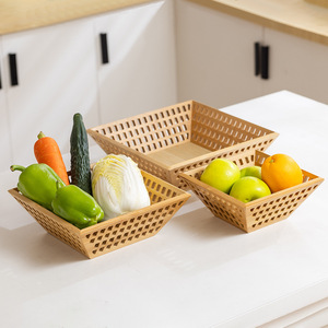 Square <b>Bamboo</b> Fruit Basket Set Eco-Friendly Storage Tray For Kitchen Food Display - Product Image 2